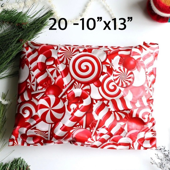 4/$20 -20 Candy Cane Poly mailer 10”x13” - Picture 1 of 4